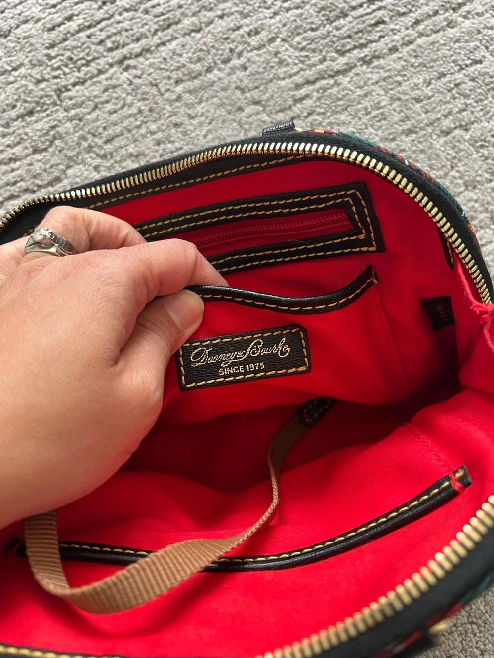 Dooney & Bourke Black Tartan Dome Mini Satchel with Red & Green Plaid - Picture 11 of 16